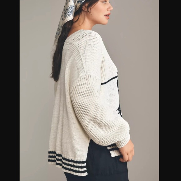 Anthropologie Maeve Catch Of The Day Sweater Nautical Fish - Picture 2 of 8